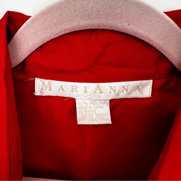 New MariAnna Red 100% Silk Utility Shirt Dress Lined Vintage 90s Quiet Luxury 14 - Picture 9 of 9